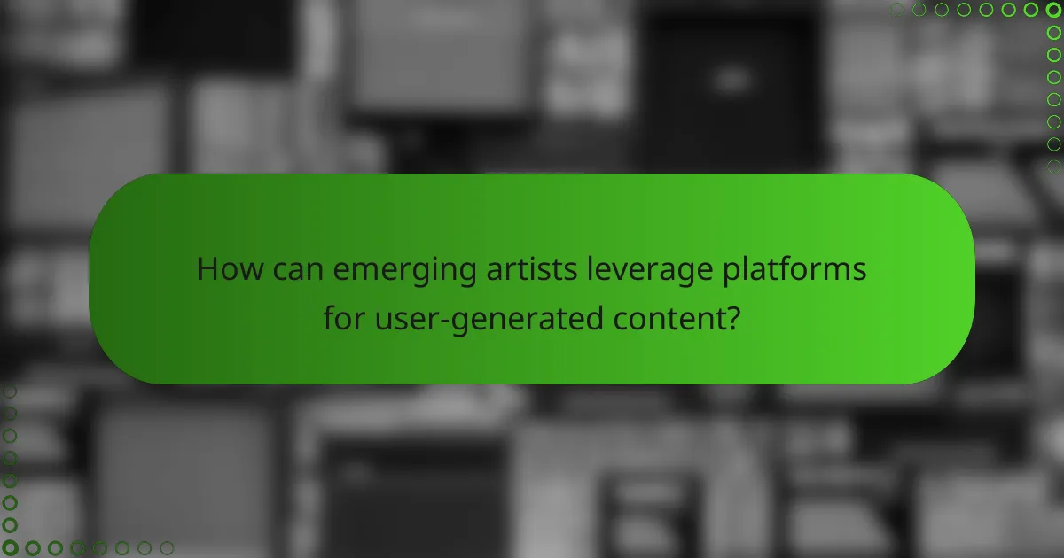 How can emerging artists leverage platforms for user-generated content?