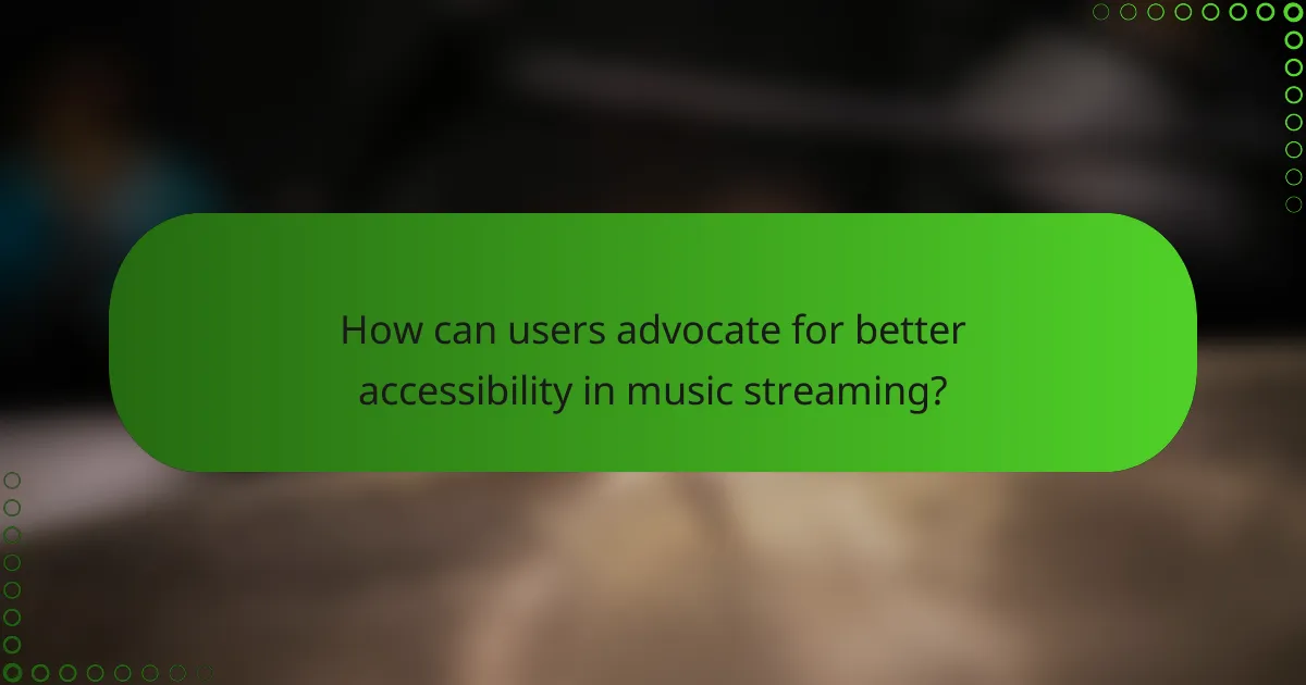 How can users advocate for better accessibility in music streaming?