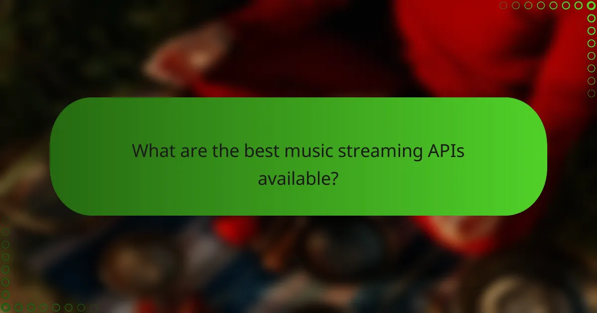 What are the best music streaming APIs available?